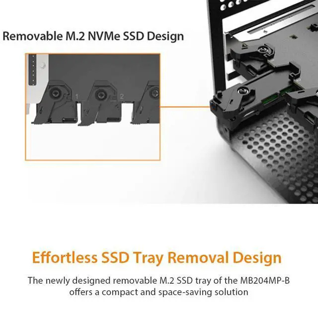 Alt view image 3 of 7 - 4 Bay Removable M.2 NVMe PCIe SSD to PCIe 5.0 x16 Mobile Rack Enclosure/Adapter Card for PCIe Expansion Slot (PCIe Bifurcation Required) | ExpressSlot MB204MP-B