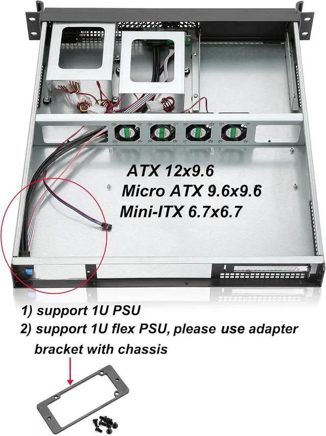 Alt view image 5 of 7 - ATX/MicroATX/Mini-ITX 1.3U D=20' Rackmount Server Chassis support 1* 5.25" + 1 * 3.5"(Externall.) +2*3.5" (fix.) / USB3.0 with 2.0 adapter Support 1U or 1U Flex PSU (need adapter bracket)