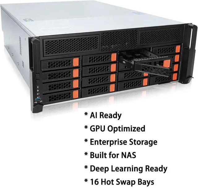 Alt view image 3 of 7 - 4U Server Chassis Hotswap 12Gbps Swappable screwless 16 x 3.5/2.5 + 2x5.25 + 2x2.5 Chassis with sliidng Rail and SFF-8643 Minisas to SATA Cables