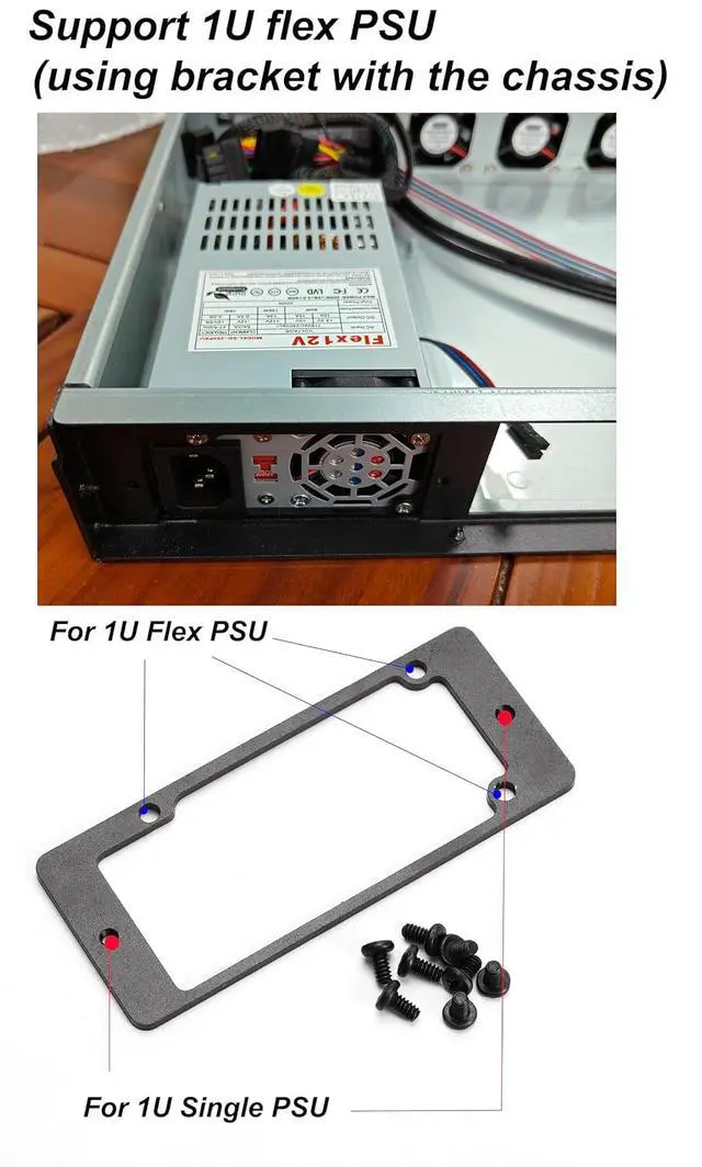 Alt view image 6 of 7 - ATX/MicroATX/Mini-ITX 1.3U D=20' Rackmount Server Chassis support 1* 5.25" + 1 * 3.5"(Externall.) +2*3.5" (fix.) / USB3.0 with 2.0 adapter Support 1U or 1U Flex PSU (need adapter bracket)