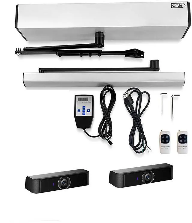 Main image of Automatic Electric Swing Door Opener with 2PCS Surface-Mounted Wired AI Human Detection Sensor with Sensor and Anti-Pinch Function,Detecting Human Figure and Auto Open Door (Silver Grey)