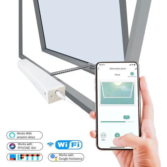 Alt view image 6 of 7 - Home Automatic Window Opener with Running Trip 11-4/5'',Smart WiFi Electric Single Chain Window Opener for Skylight,Compatible for Alexa,Google Home,Phone APP,with Wireless Rain Sensor