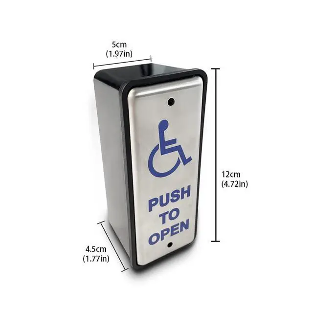 Alt view image 3 of 6 - Handicapped Push Button for Automatic Door Opener,Single Narrow Wired Stainless Steel Handicap Push Button