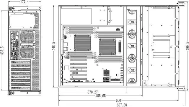 Alt view image 7 of 7 - 4U Server Chassis Hotswap 12Gbps Swappable screwless 16 x 3.5/2.5 + 2x5.25 + 2x2.5 Chassis with sliidng Rail and SFF-8643 Minisas to SATA Cables