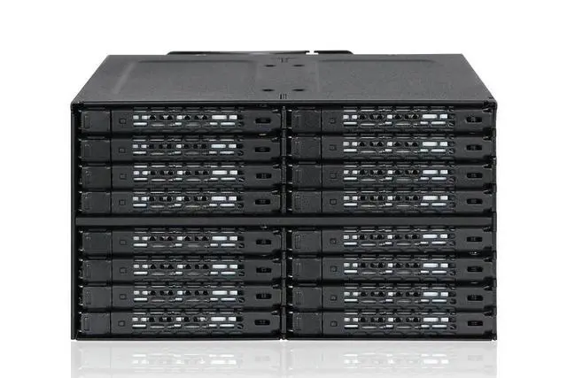 Alt view image 2 of 7 - Full Metal 16 x 2.5 SAS/SATA HDD/SSD Mobile Rack Enclosure for 2 x 5.25 Bay (4 x MiniSAS HD) | ToughArmor MB516SP-B