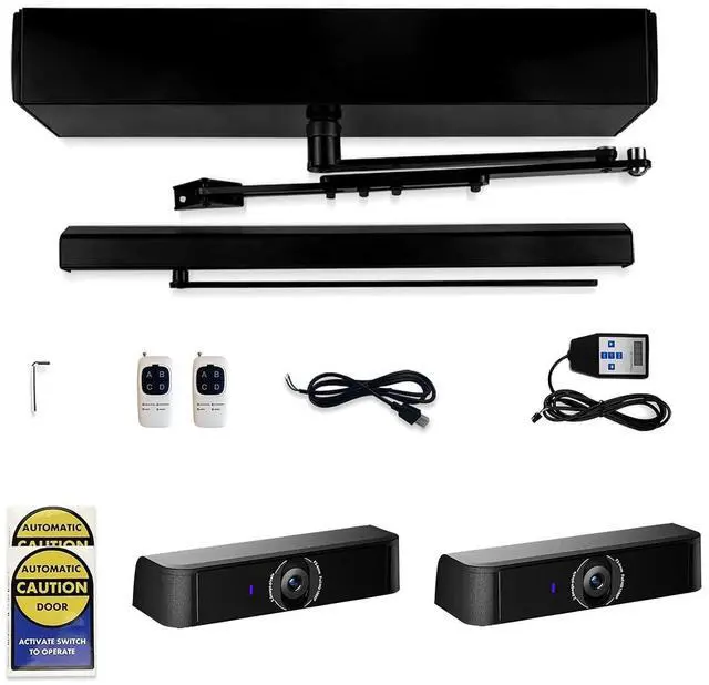 Main image of Automatic Electric Swing Door Opener with 2PCS Wired Surface-Mounted AI Human Detection Sensor with Sensor and Anti-Pinch Function,Detecting Human Figure and Auto Open Door (Black)