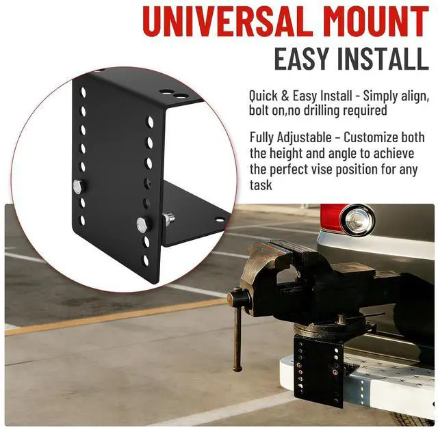 Alt view image 4 of 7 - Black Bumper Vise Mount Heavy Duty Truck Vise Mount, Pre-Drilled, Adjustable Height, Easy Bolt-On Installation for Utility and Service Body