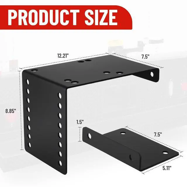 Alt view image 5 of 7 - Black Bumper Vise Mount Heavy Duty Truck Vise Mount, Pre-Drilled, Adjustable Height, Easy Bolt-On Installation for Utility and Service Body