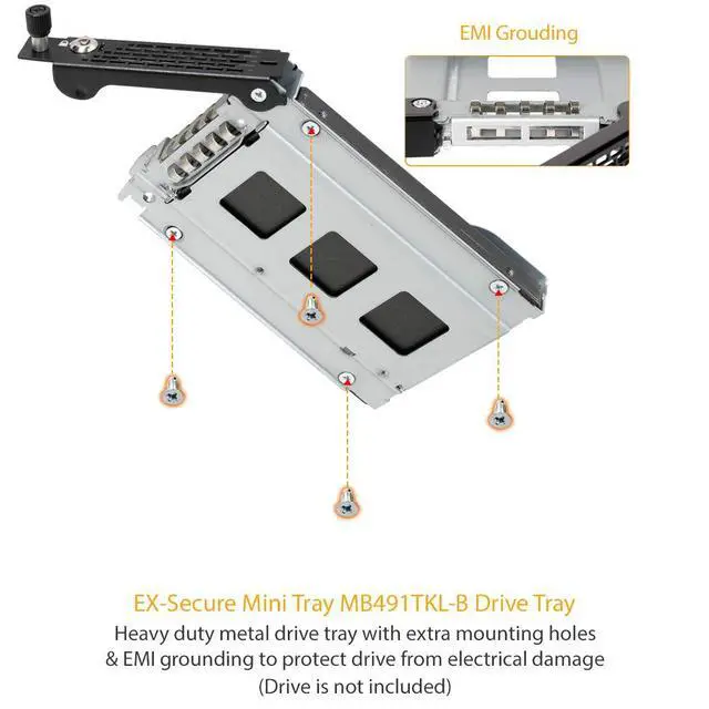Alt view image 5 of 7 - Rugged Full Metal 2.5 SATA/SAS HDD & SSD Mobile Rack for External 3.5" Drive Bay with Key Lock & Thumb Screw Design | ToughArmor MB491SKL-B