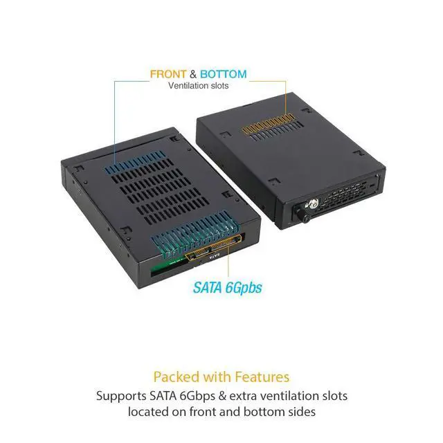 Alt view image 7 of 7 - Rugged Full Metal 2.5 SATA/SAS HDD & SSD Mobile Rack for External 3.5" Drive Bay with Key Lock & Thumb Screw Design | ToughArmor MB491SKL-B