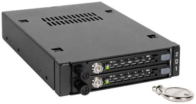 Main image of Rugged Full Metal 2 x 2.5 SATA/SAS HDD & SSD Mobile Rack for External 3.5" Drive Bay with Key Lock & Thumb Screw Design | ToughArmor MB492SKL-B