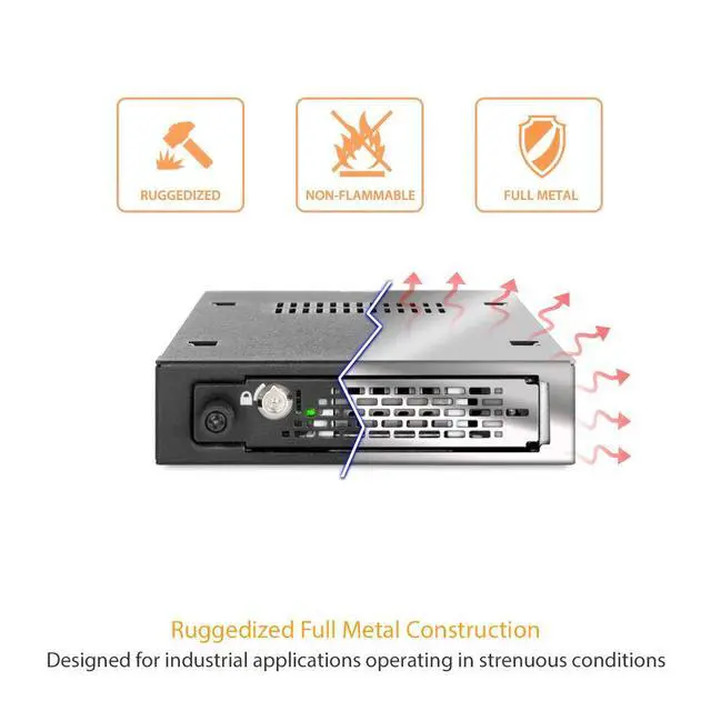 Alt view image 6 of 7 - Rugged Full Metal 2.5 SATA/SAS HDD & SSD Mobile Rack for External 3.5" Drive Bay with Key Lock & Thumb Screw Design | ToughArmor MB491SKL-B