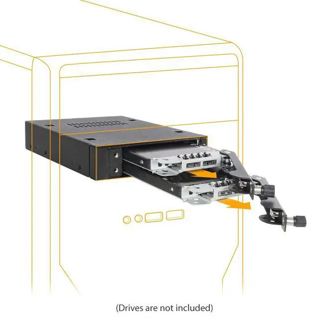 Alt view image 2 of 7 - Rugged Full Metal 2 x 2.5 SATA/SAS HDD & SSD Mobile Rack for External 3.5" Drive Bay with Key Lock & Thumb Screw Design | ToughArmor MB492SKL-B