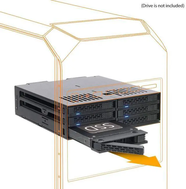 Alt view image 2 of 7 - 6 Bay 2.5 SATA HDD / SSD Hot Swap Tool-Less Backplane Enclosure with Dual Cooling Fan for 5.25 Bay | ExpressCage MB326SP-B
