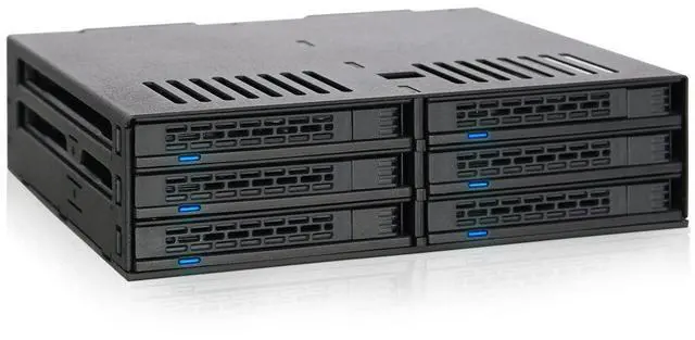 Main image of 6 Bay 2.5 SATA HDD / SSD Hot Swap Tool-Less Backplane Enclosure with Dual Cooling Fan for 5.25 Bay | ExpressCage MB326SP-B