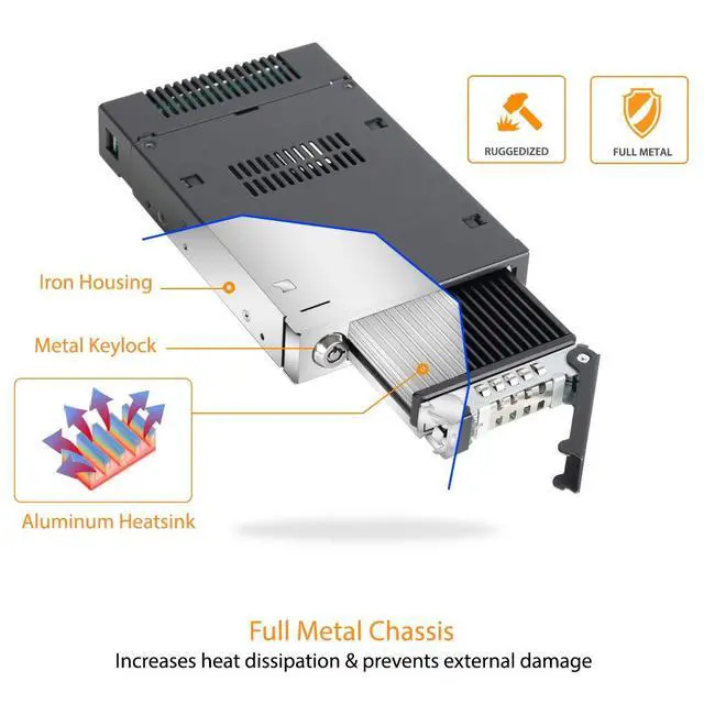 Alt view image 4 of 4 - M.2 NVMe PCIe 4.0 Removable Backplane Enclosure for 3.5" Drive Bay - MB601M2K-1B