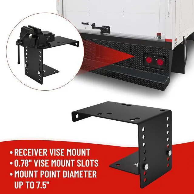 Alt view image 7 of 7 - Black Bumper Vise Mount Heavy Duty Truck Vise Mount, Pre-Drilled, Adjustable Height, Easy Bolt-On Installation for Utility and Service Body