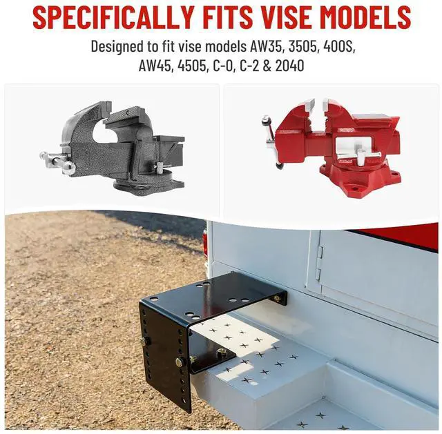 Alt view image 6 of 7 - Black Bumper Vise Mount Heavy Duty Truck Vise Mount, Pre-Drilled, Adjustable Height, Easy Bolt-On Installation for Utility and Service Body