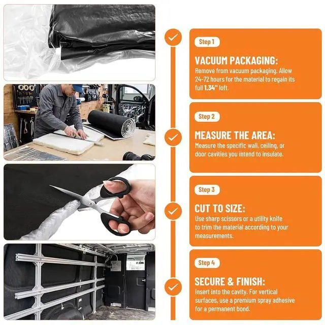 Alt view image 6 of 7 - Automotive Camper Van Insulation 60 Inch x 240 Inch (5 Feet x 20 Feet) - Van Thermal Insulation Roll for RV, Vehicle, and Van Conversion Interior Walls and Doors