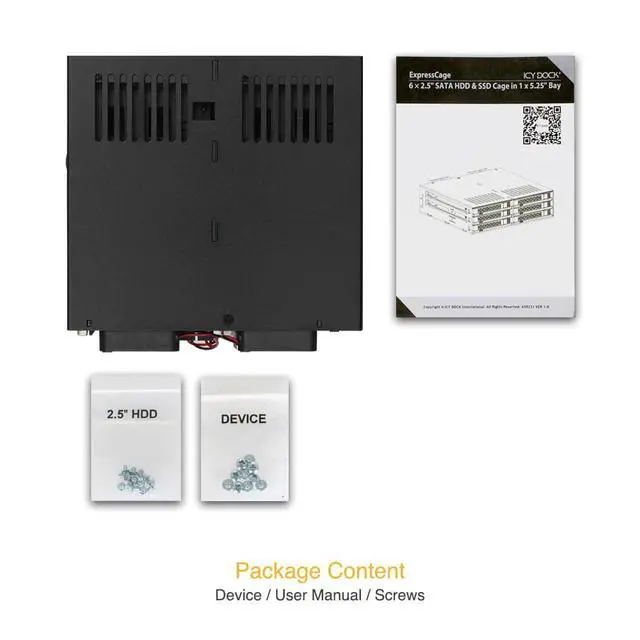 Alt view image 7 of 7 - 6 Bay 2.5 SATA HDD / SSD Hot Swap Tool-Less Backplane Enclosure with Dual Cooling Fan for 5.25 Bay | ExpressCage MB326SP-B