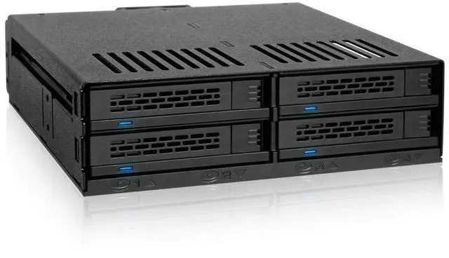 Main image of ExpressCage MB324SP-1B 4 Bay 2.5 SATA/SAS HDD SSD Hot-Swap Mobile Rack Enclosure with Tool-Less SSD Mounting Tray for 5.25 Drive Bay (4 x SATA 7pin)