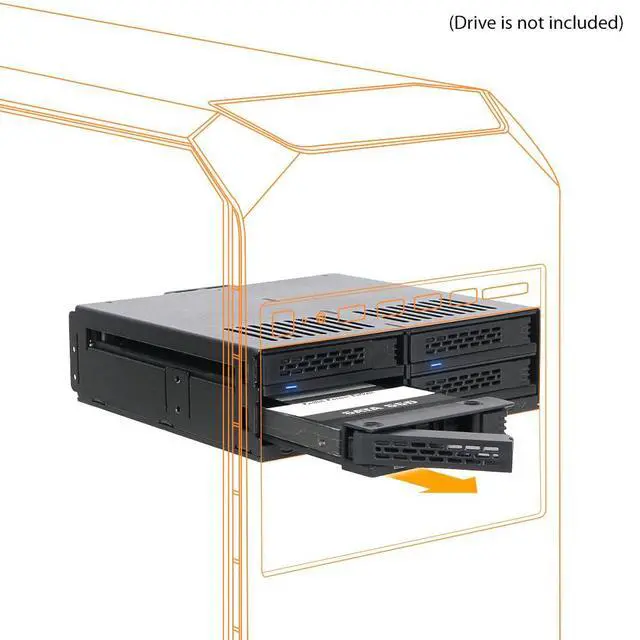 Alt view image 2 of 7 - ExpressCage MB324SP-1B 4 Bay 2.5 SATA/SAS HDD SSD Hot-Swap Mobile Rack Enclosure with Tool-Less SSD Mounting Tray for 5.25 Drive Bay (4 x SATA 7pin)