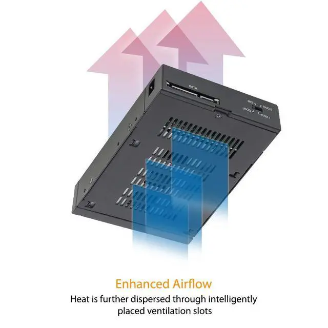 Alt view image 6 of 7 - Rugged Full Metal Dual Bay RAID 2.5 SATA HDD & SSD Mobile Rack for External 3.5" Drive Bay | ToughArmor MB992SKR-B