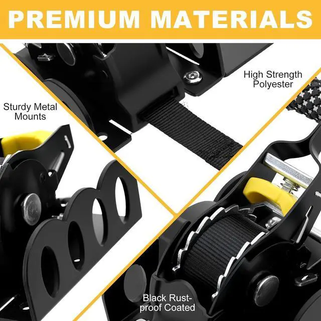 Alt view image 3 of 7 - Retractable Ratchet Straps Compatible with 2022-2025 Ford Maverick | Compatible with 2022-2025 Ford Maverick,Auto Retract Design Replaces Factory Bed Straps for Quick Cargo Securing and Easy Use