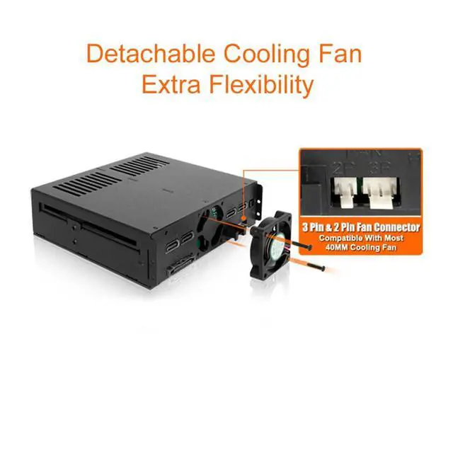 Alt view image 6 of 7 - ExpressCage MB324SP-1B 4 Bay 2.5 SATA/SAS HDD SSD Hot-Swap Mobile Rack Enclosure with Tool-Less SSD Mounting Tray for 5.25 Drive Bay (4 x SATA 7pin)