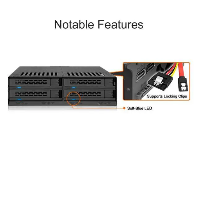 Alt view image 7 of 7 - ExpressCage MB324SP-1B 4 Bay 2.5 SATA/SAS HDD SSD Hot-Swap Mobile Rack Enclosure with Tool-Less SSD Mounting Tray for 5.25 Drive Bay (4 x SATA 7pin)