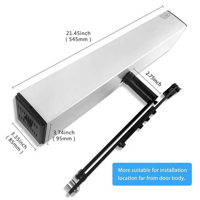 Alt view image 2 of 7 - Push Door Opener Olide-120B+Outswing Arm+2-3/4'' Extend Spacer+2pcs Push Buttons
