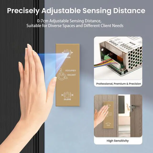 Alt view image 6 of 7 - Accessible Restroom Switch for Automatic Door Opener,Hardwired Touchless Sensor Open Restroom Panels for Washroom,Toilet,Bathroom,Restroom with Emergency Opening and Emergency Locking Function