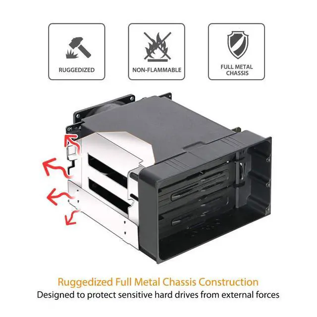 Alt view image 3 of 7 - Hot Swap 3 Bay 3.5 Inch SATA/SAS HDD Docking Enclosure Mobile Rack in 2 x 5.25 Inch Drive Bay (Include 3X SATA Cables) | flexiDOCK MB830SP-B