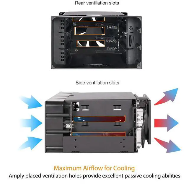 Alt view image 5 of 7 - Hot Swap 3 Bay 3.5 Inch SATA/SAS HDD Docking Enclosure Mobile Rack in 2 x 5.25 Inch Drive Bay (Include 3X SATA Cables) | flexiDOCK MB830SP-B