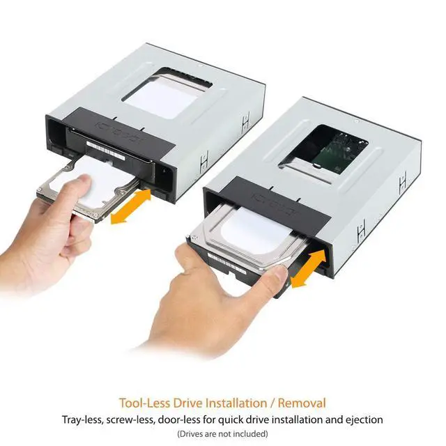 Alt view image 2 of 6 - Tray-Less 2.5" and 3.5" SATA SSD/HDD Docking Enclosure for External 5.25" Drive Bay | flexiDOCK MB795SP-B
