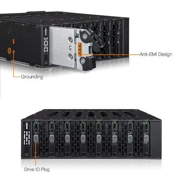 Alt view image 3 of 7 - 8 Bay M.2 NVMe SSD PCIe 4.0 Mobile Rack Enclosure for External 5.25" Drive Bay (8 x OCuLink SFF-8612) | ToughArmor MB873MP-B V2