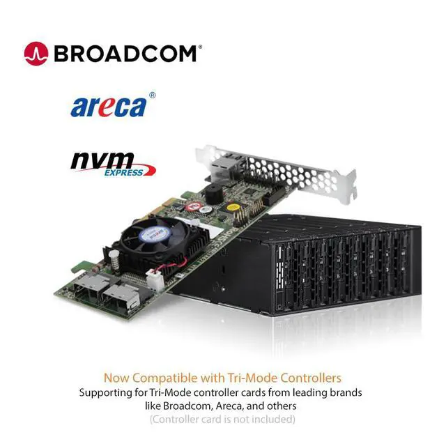 Alt view image 2 of 7 - 8 Bay M.2 NVMe SSD PCIe 4.0 Mobile Rack Enclosure for External 5.25" Drive Bay (8 x OCuLink SFF-8612) | ToughArmor MB873MP-B V2