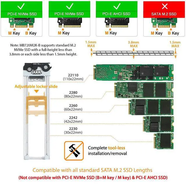 Alt view image 6 of 7 - 8 Bay M.2 NVMe SSD PCIe 4.0 Mobile Rack Enclosure for External 5.25" Drive Bay (8 x OCuLink SFF-8612) | ToughArmor MB873MP-B V2