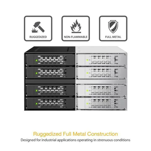Alt view image 6 of 7 - ToughArmor MB508V5P-B 8-Bay 15 mm U.2/U.3 NVMe SSD Mobile Rack Cage for Dual 5.25" Drive Bay (4 x MCIO 8i SFF-TA-1016)