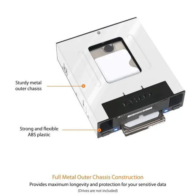 Alt view image 5 of 6 - Tray-Less 2.5" and 3.5" SATA SSD/HDD Docking Enclosure for External 5.25" Drive Bay | flexiDOCK MB795SP-B