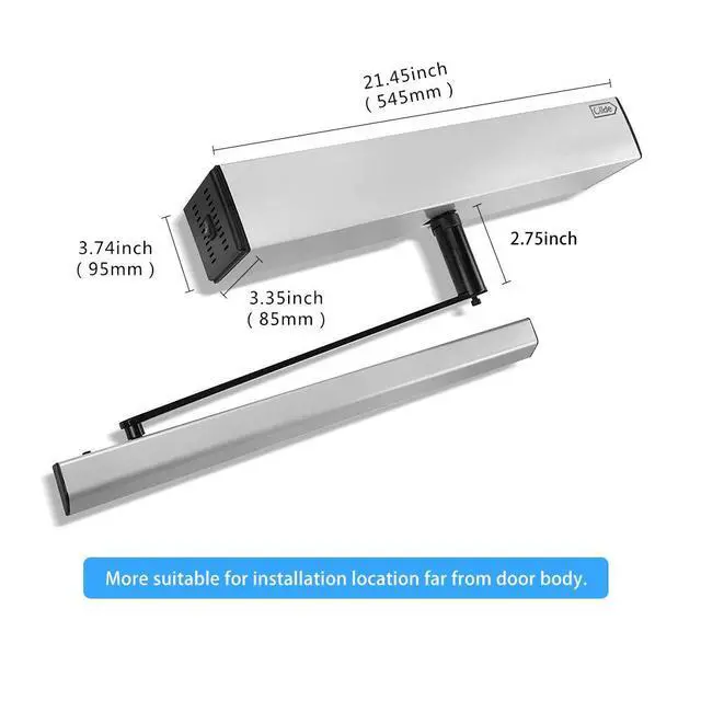 Alt view image 2 of 7 - Automatic Business Swing Door Opener Olide-120B+Inswing Arm+2-3/4'' Extend Spacer+2pcs Wireless Wired Handicap Push Switches