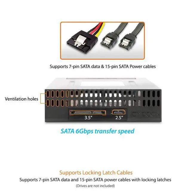 Alt view image 6 of 6 - Tray-Less 2.5" and 3.5" SATA SSD/HDD Docking Enclosure for External 5.25" Drive Bay | flexiDOCK MB795SP-B