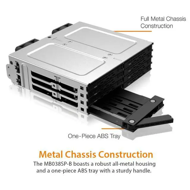 Alt view image 4 of 6 - 8 Bay 2.5" SAS/SATA HDD/SSD Mobile Rack for 5.25" Bay - ExpressCage MB038SP-B