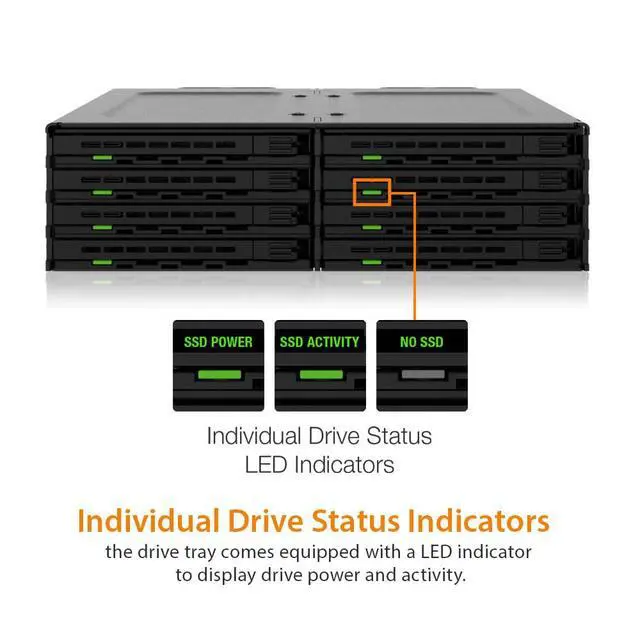 Alt view image 6 of 6 - 8 Bay 2.5" SAS/SATA HDD/SSD Mobile Rack for 5.25" Bay - ExpressCage MB038SP-B
