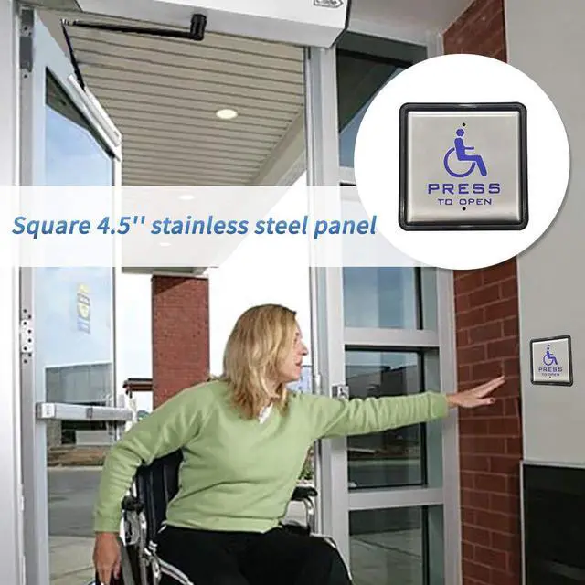 Alt view image 6 of 7 - Electric Swing Door,Black Color Wireless Commercial Exterior Door Opener with Wireless Exterior Square 4.5'' Handicap Push Button and 550lbs Electric Strike Fail Safety