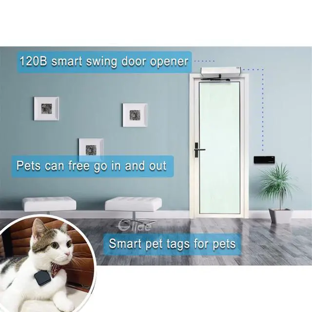 Alt view image 4 of 7 - Automatic Pet Door Opener with Smart RFID Tag Sensor for Pets,Silver Color Electric Automation Door Opener with Wireless RFID Tags for Cat,Dog