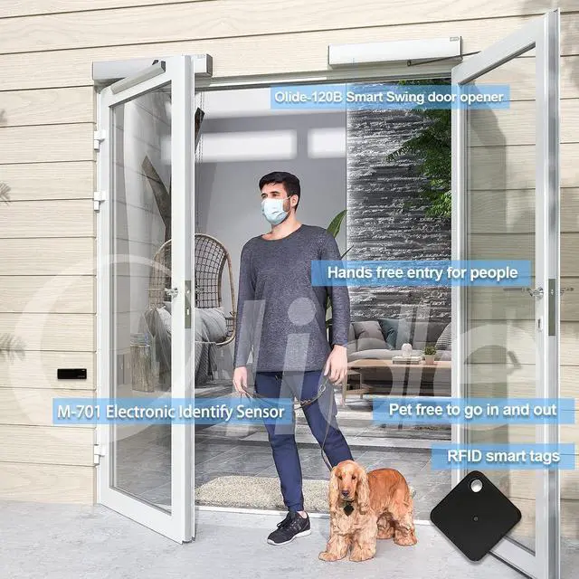 Alt view image 3 of 7 - Automatic Pet Door Opener with Smart RFID Tag Sensor for Pets,Silver Color Electric Automation Door Opener with Wireless RFID Tags for Cat,Dog