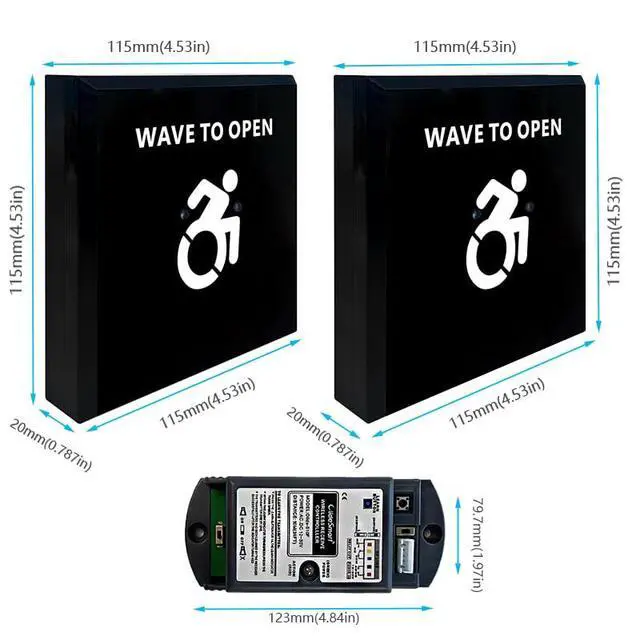 Alt view image 6 of 7 - Black Electric Handicap Door Opener with 2PCS Wireless Large Non-Touch Hand Wave Sensor Switches M-505BW and 1PCS Wired Smart WiFi Receiver,Compatible for Alexa,Google Assistant (Black)