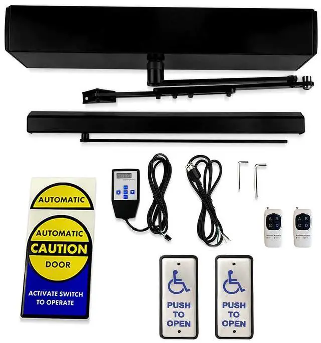 Alt view image 2 of 7 - Black Automatic Swing Door Handicap Door Opener Olide-120B with 2PCS Wired Slim Handicap Push Buttons Olide-515