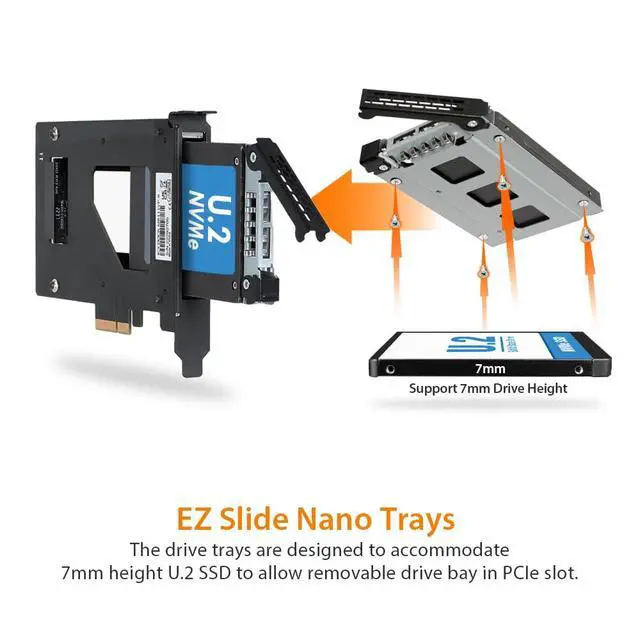 Alt view image 7 of 7 - ExpressSlot Elite MB111VP-B Removable Frame/Adapter Card for PCIe 4.0 U.2/U.3 NVMe SSD in a PCIe x4 Slot